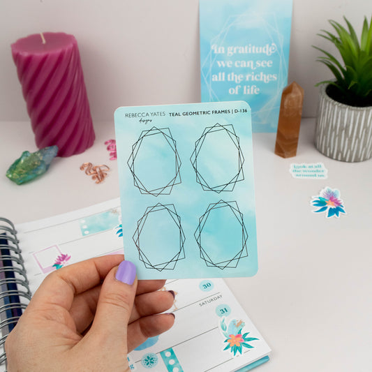 TEAL GEOMETRIC FRAMES - FOILED PLANNER STICKERS