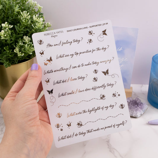 DAILY JOURNALLING LOVE AND SUPPORTED - FOILED STICKER SHEET