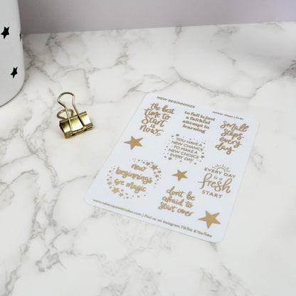 NEW BEGINNINGS - FOILED PLANNER STICKER QUOTES