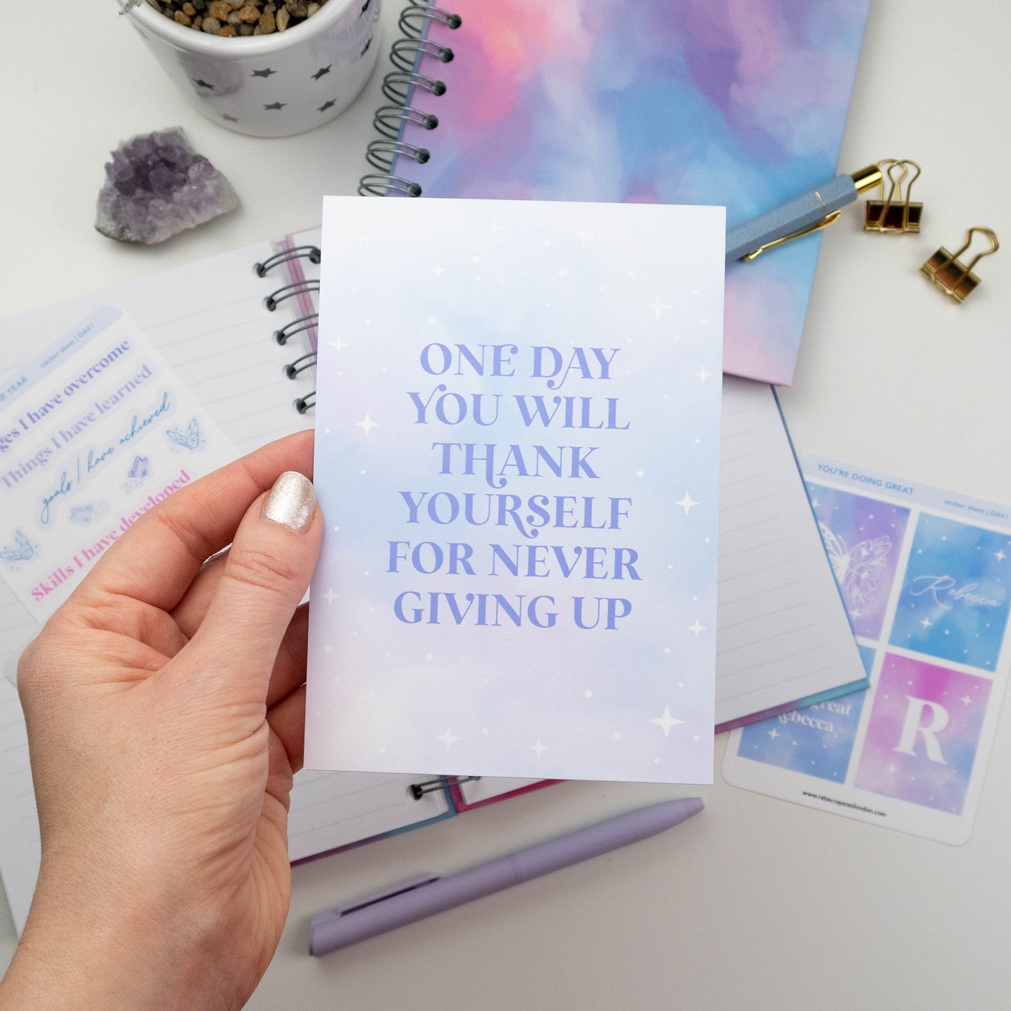 ONE DAY YOU WILL THANK YOURSELF FOR NEVER GIVING UP POSTCARD