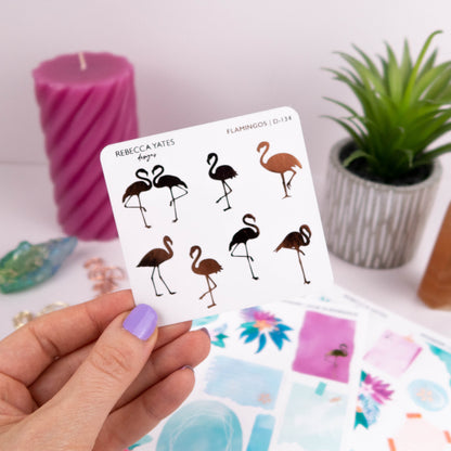 FLAMINGOS - FOILED STICKER SHEET