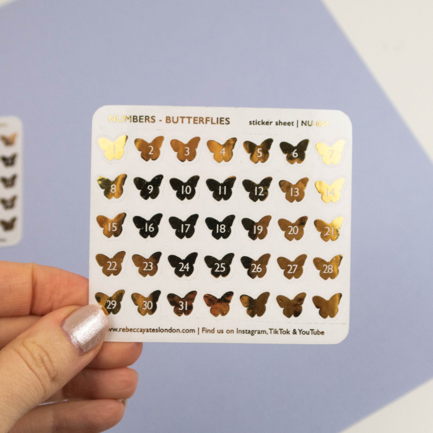 BUTTERFLY NUMBERS - FOILED PLANNER STICKERS