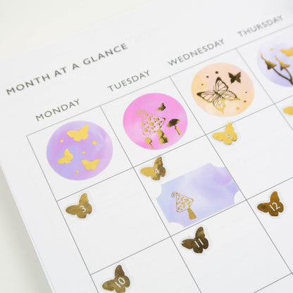 BUTTERFLY NUMBERS - FOILED PLANNER STICKERS