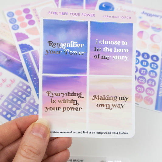 REMEMBER YOUR POWER - FOILED PLANNER STICKER QUOTES