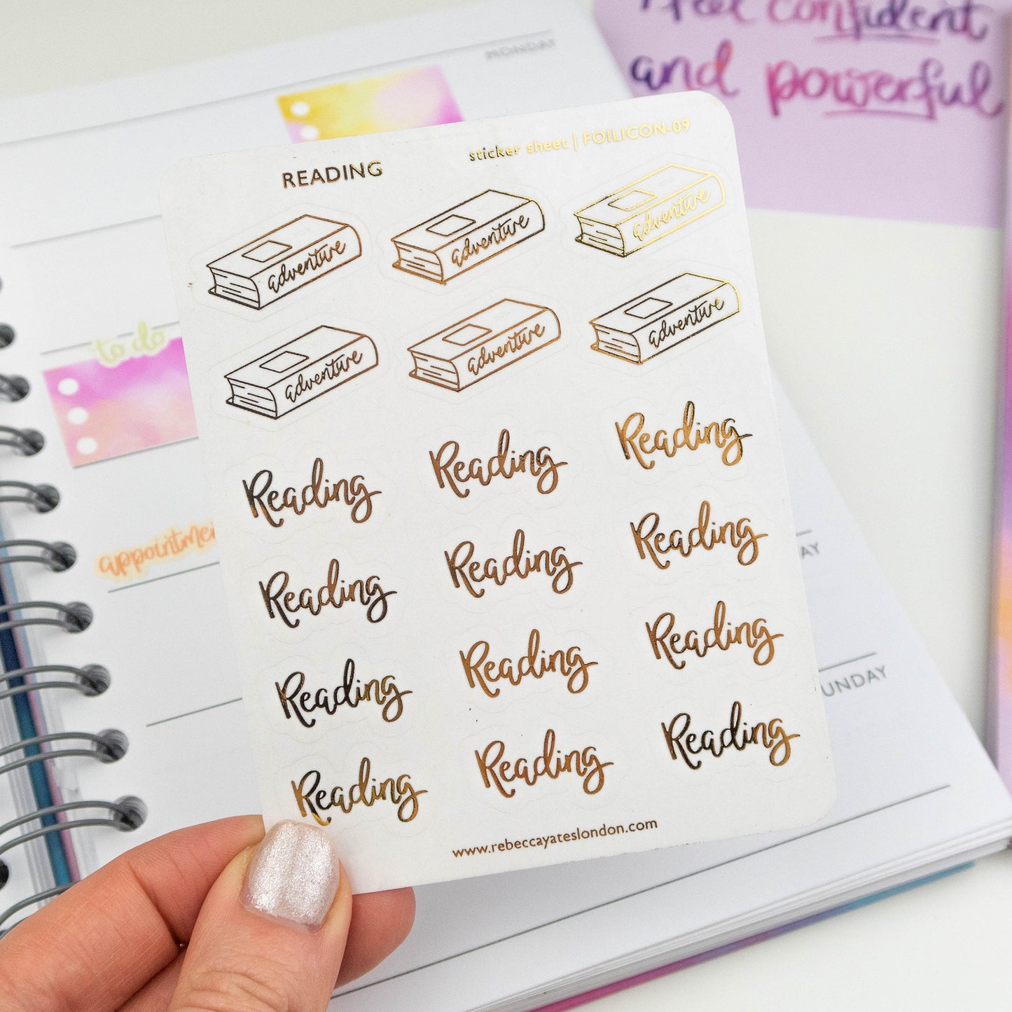 READING - FOILED STICKER SHEET